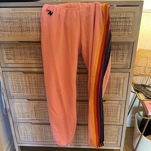 Aviator nation pink stripe sweatpants